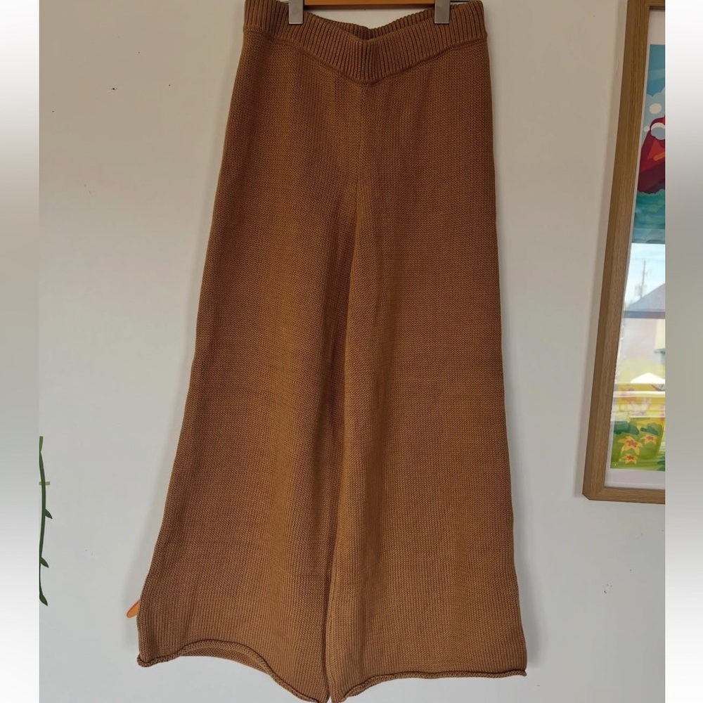 The Simple Folk Wide-Leg Knit Pants in Brown